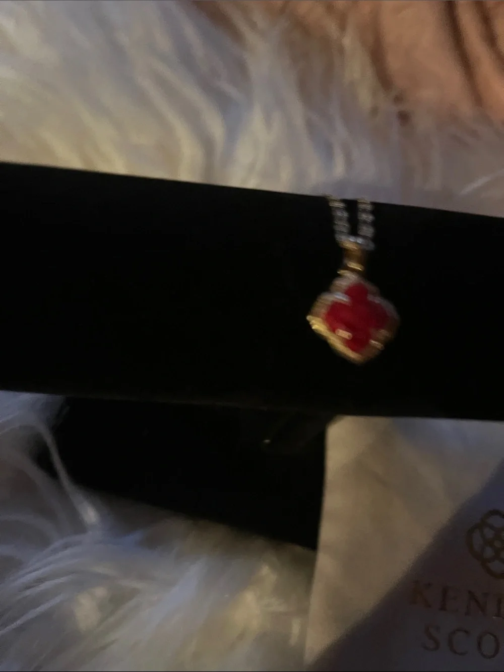 Kendra Scott Gold Necklace with Red Rose Motif